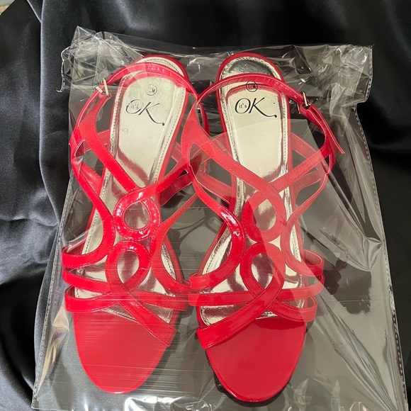 IT’S OK~RED SLING-BACK~WEDGE~12 - Picture 9 of 9